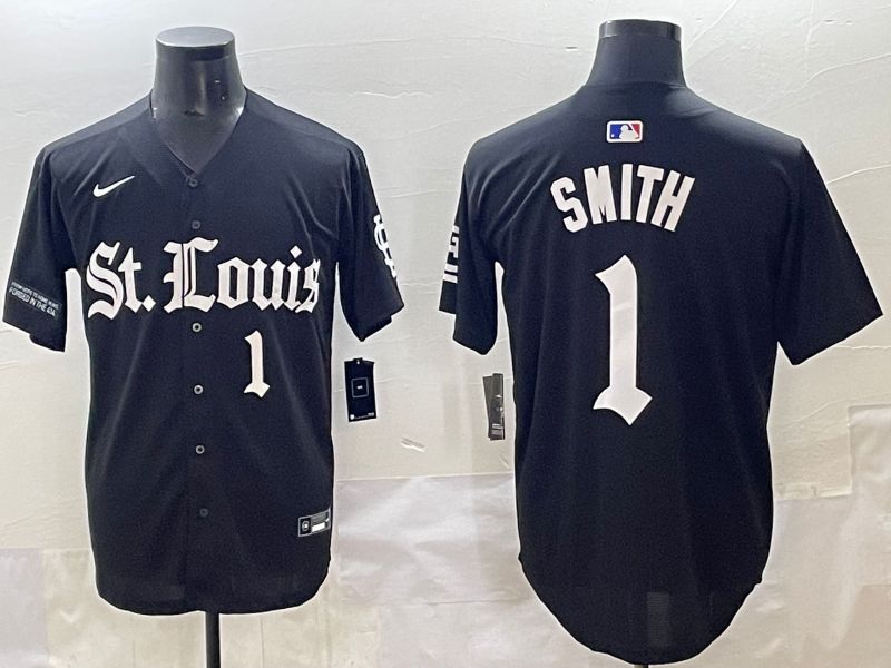 Men 2025 St.Louis Cardinals #1 Smith Black Five generations Joint Name Nike MLB Jersey style 4